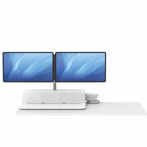 Sit-Stand Lotus™ RT darbstacija - balta 2 monitoriem - Image 4