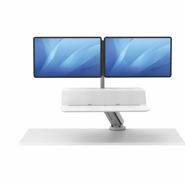 Sit-Stand Lotus™ RT darbstacija - balta 2 monitoriem - Image 6