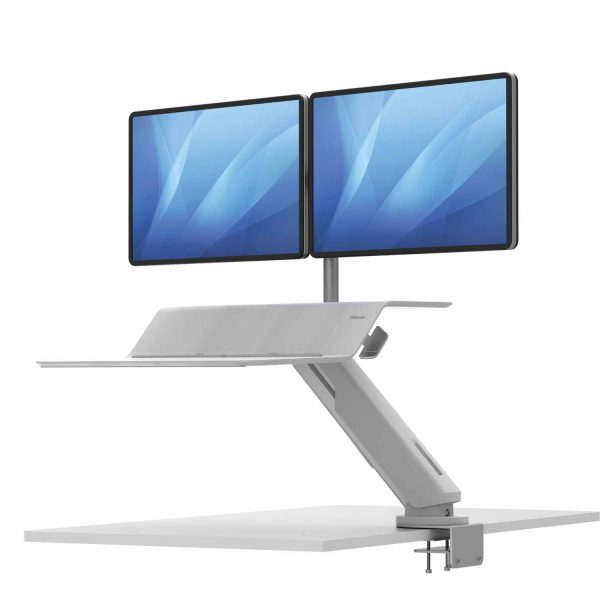 Sit-Stand Lotus™ RT darbstacija - balta 2 monitoriem - Image 2